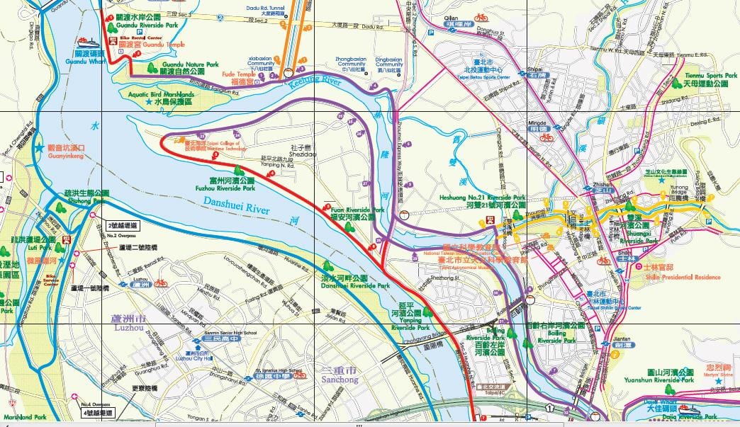 kat jeyografik nan Taipei bisiklèt chemen