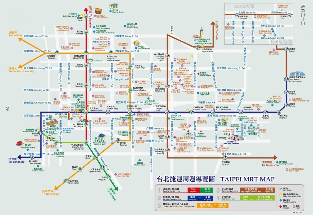 Taipei metro kat jeyografik yo ak atraksyon