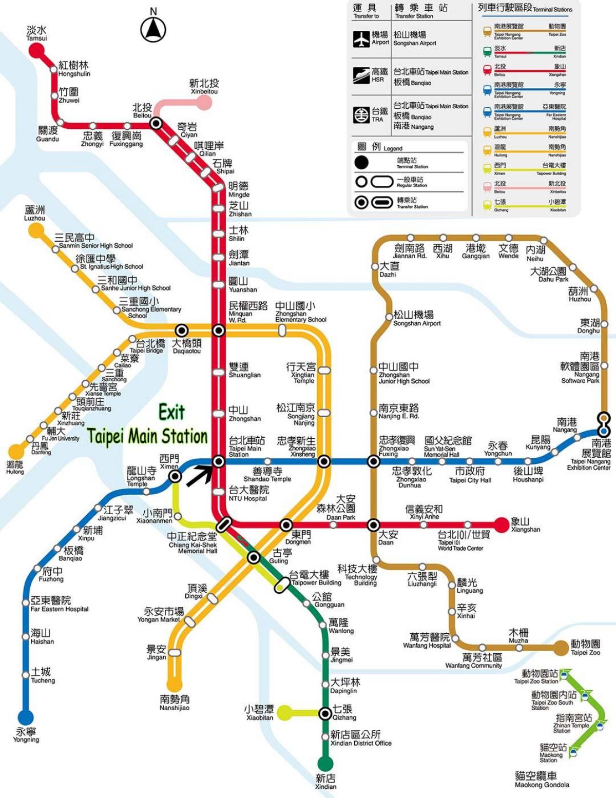 Taipei estasyon tren a prensipal la kat jeyografik